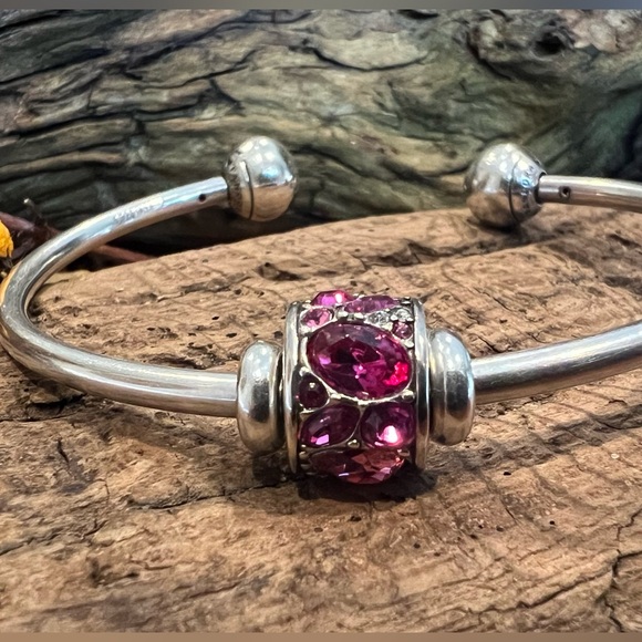 New Chamilia Swarovski Crystals Charm Bead Mosaic Pink Sterling Silver - Picture 3 of 9